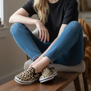 KATE SPADE x KEDS Leopard Print Calf Hair Double Decker Mule in Tan / Black 8